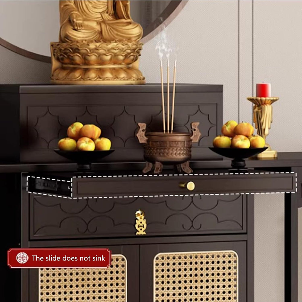 Chinese Shrine Altar Table with Storage, Bamboo Buddha Buddhist Altar Cabinet...