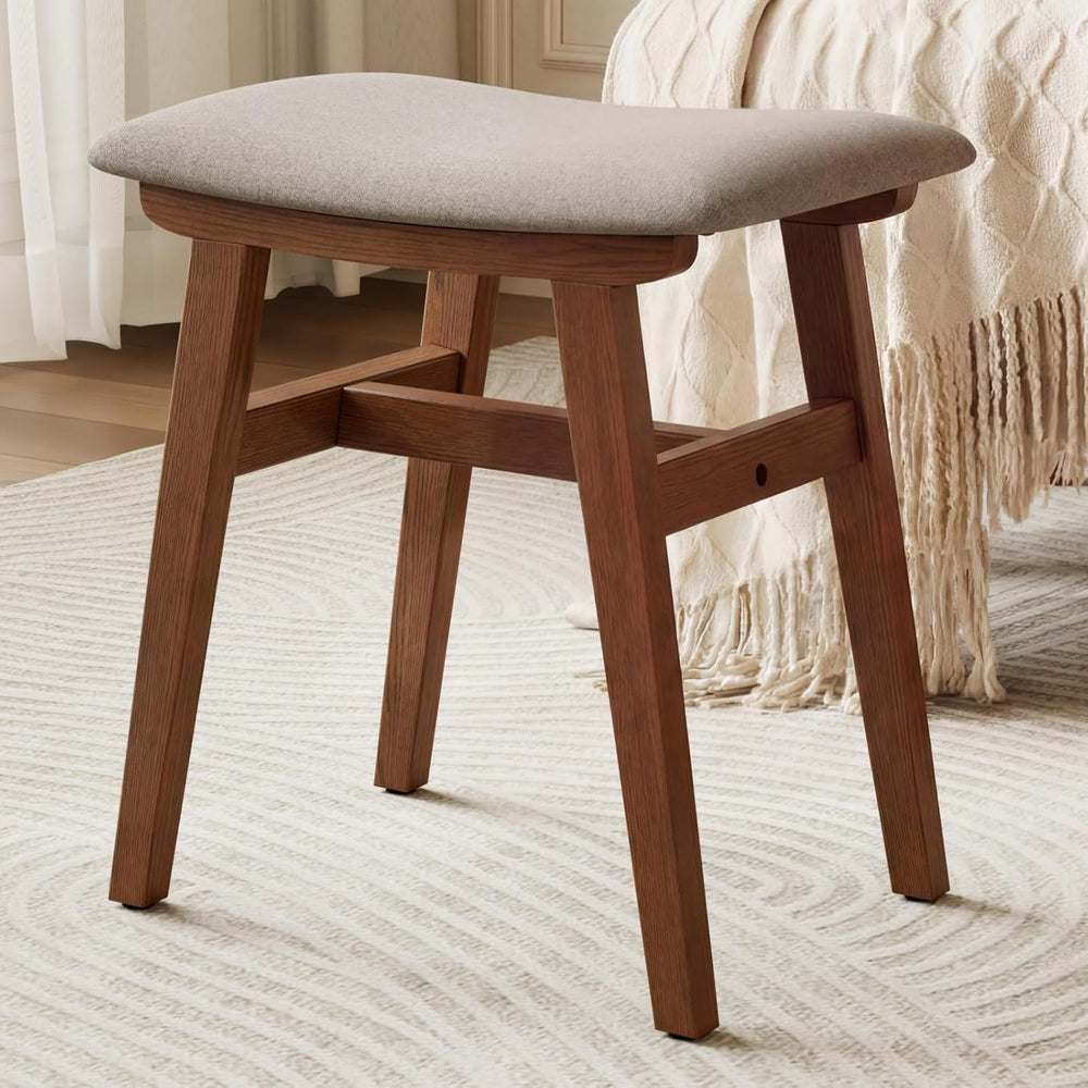 Solid Wood Small Vanity Stool Chair, Makeup Stools for Vanity Desk, Bathroom ...