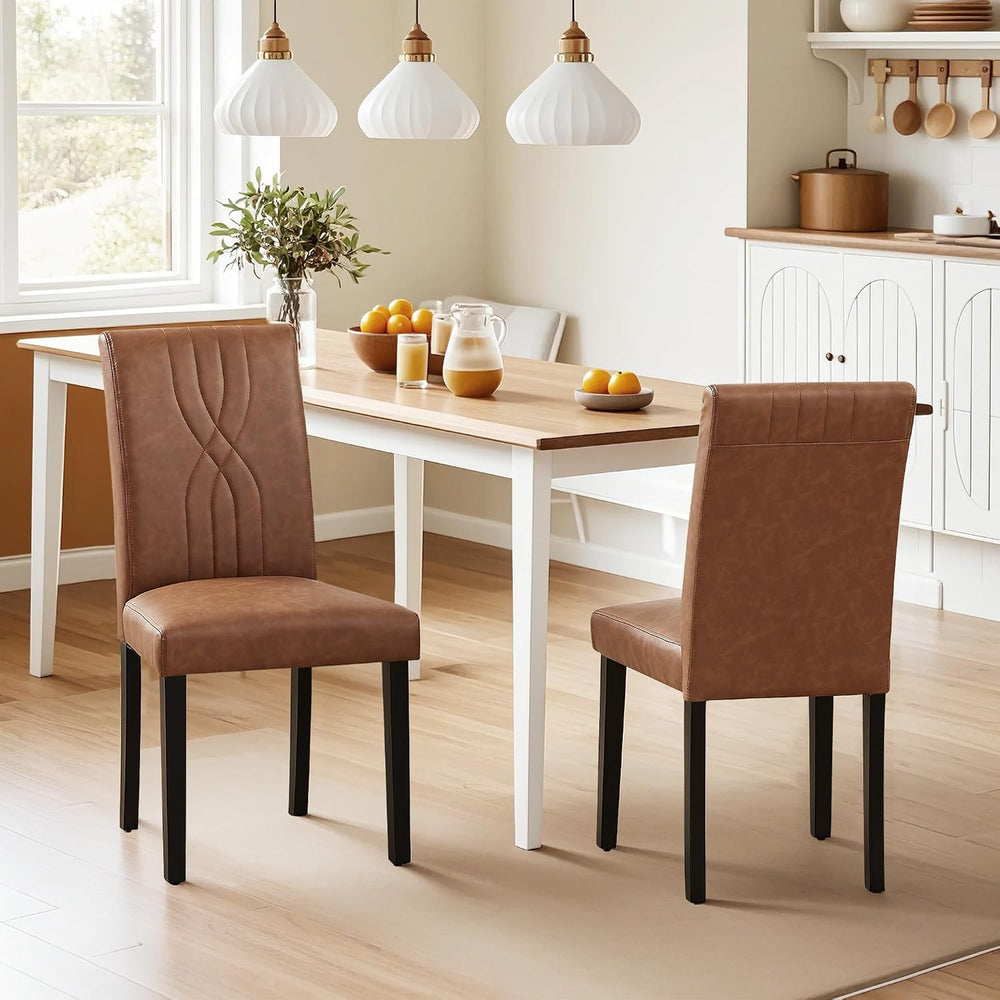 VECELO Upholstered Dining Chairs Set of 4, Modern PU Leather High Back Chairs...