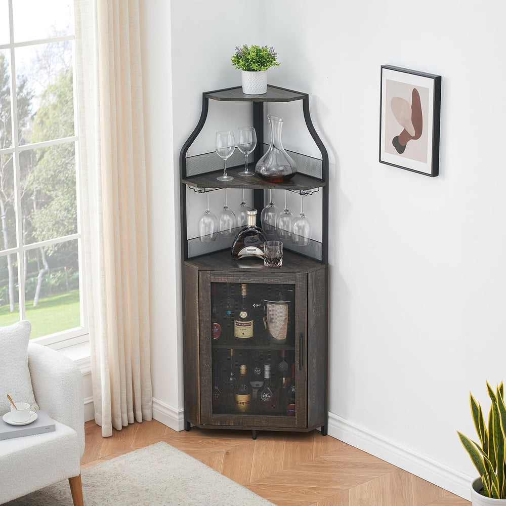Garvee Corner Wine Rack Cabinet for Liquor Cabinet with Adjustable Shelves, 6...