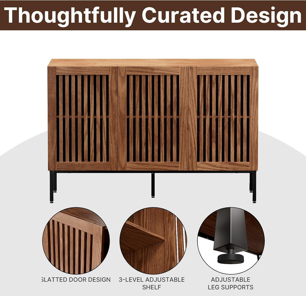 BVIUNTWO Buffet Cabinet, Modern Credenza Storage Cabinet with Adjustable Shel...