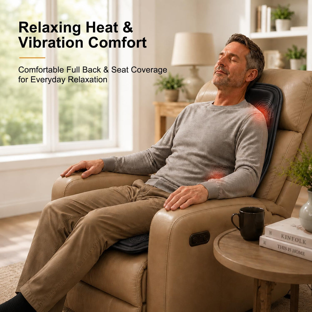 SLOTHMORE Vibration Back Massager for Chair with Heat, Chair Massager Pad wit...
