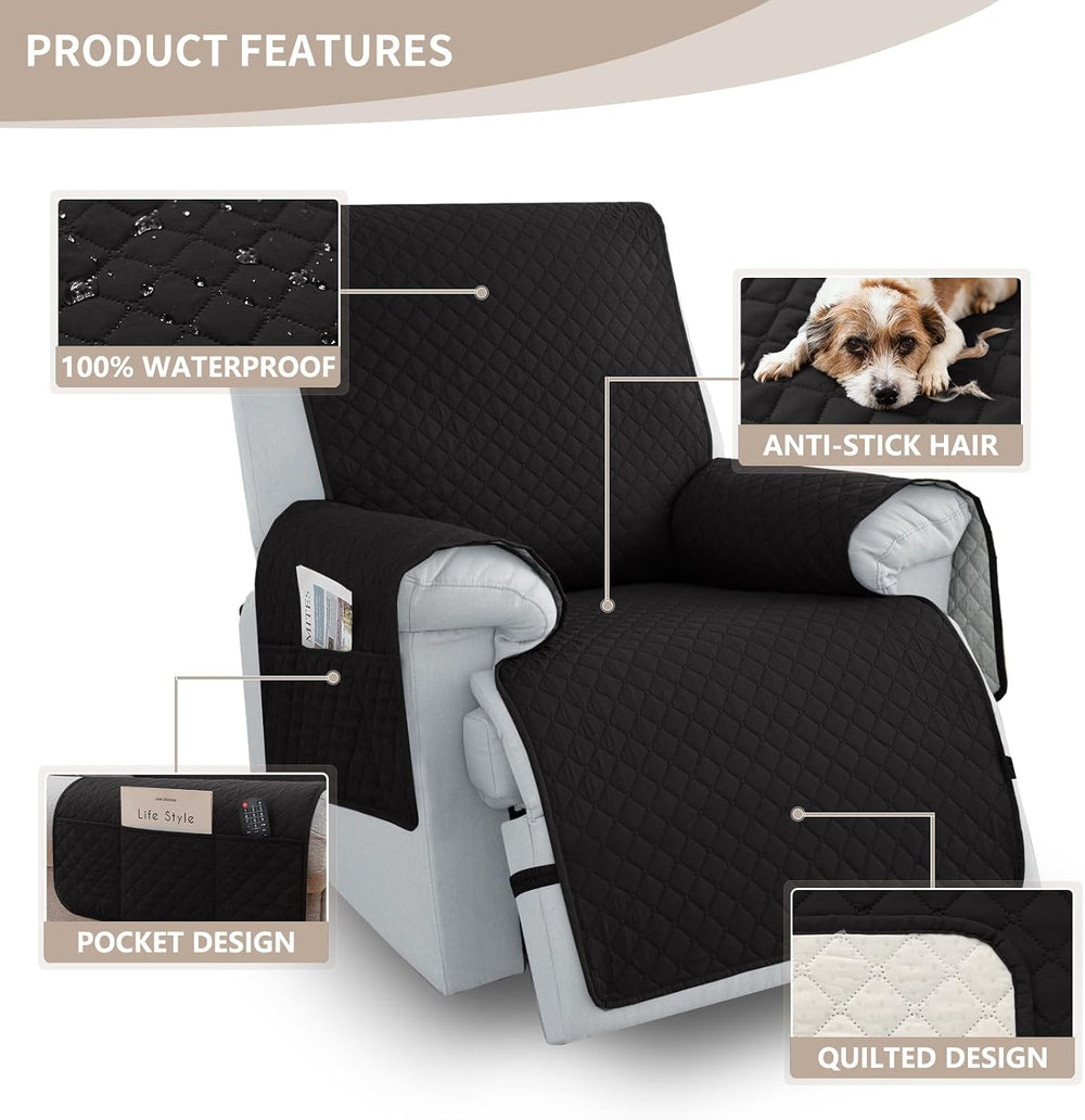Black Power Lift Extra Wide Recliner Slipcover 28''