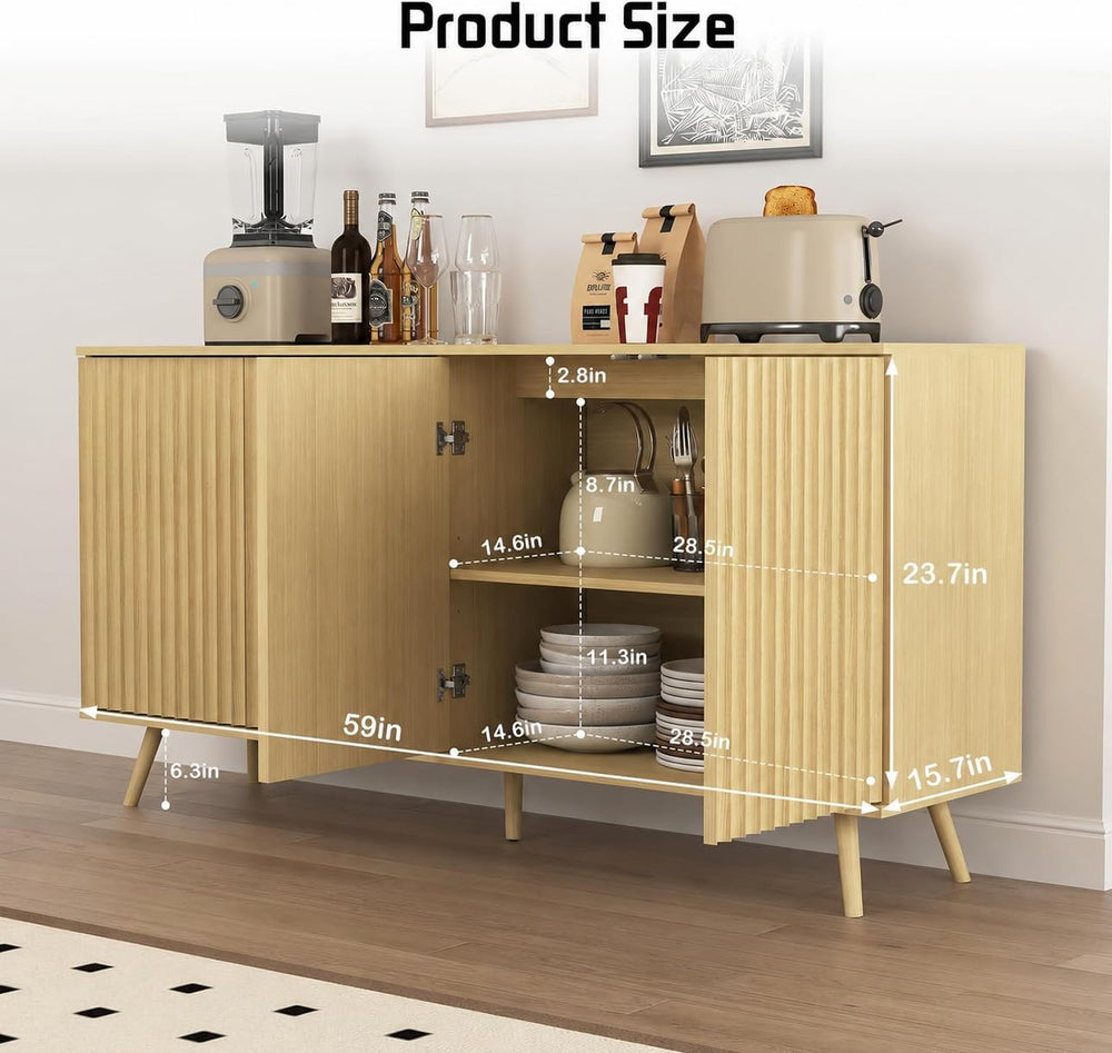 59" Sideboard Buffet Cabinet, Mid-Century Modern Console Table