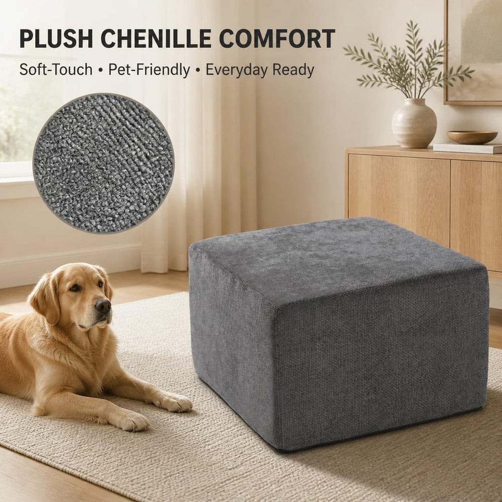 MONVANE 27.5" Square Ottoman, Modular Foot Rest, Grey | Matches Modular ...