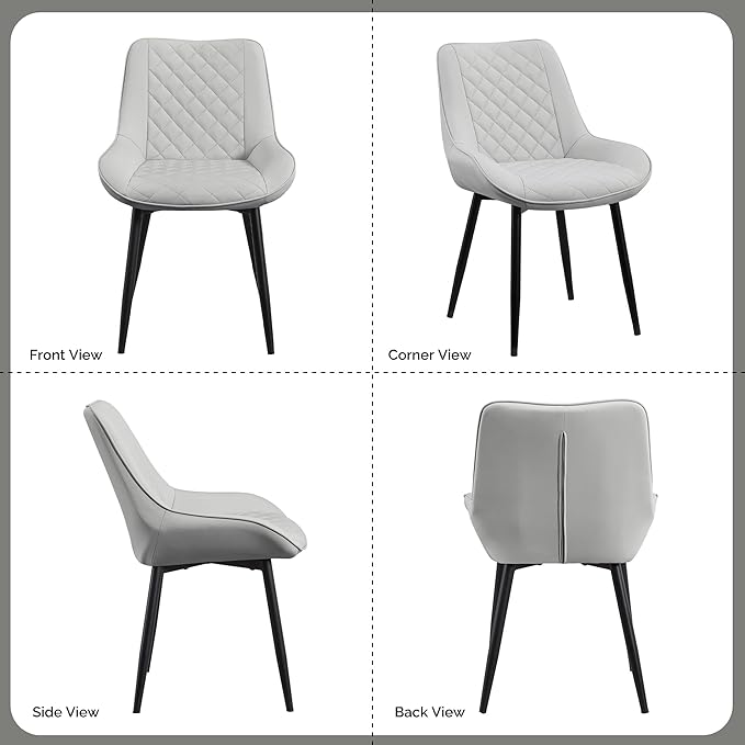 Dining Chair Set of 8, Modern Dining Chairs with Thick Cushions, Faux Leather...