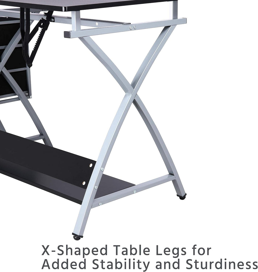 Yaheetech Drafting Table with Storage & Stool, Adjustable Art Drawing Des...