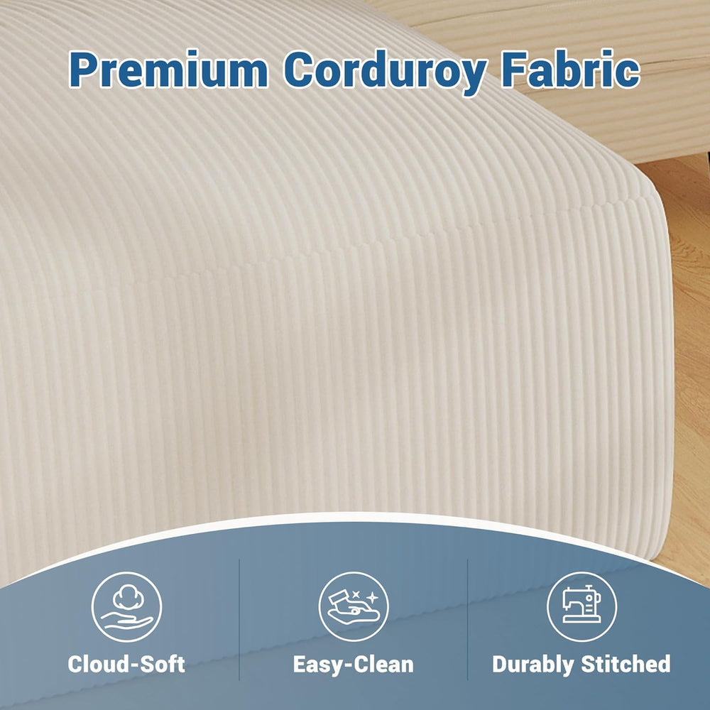 40" Oversized Square Corduroy Ottoman Pouf - Poofy Soft Foot Rest with F...