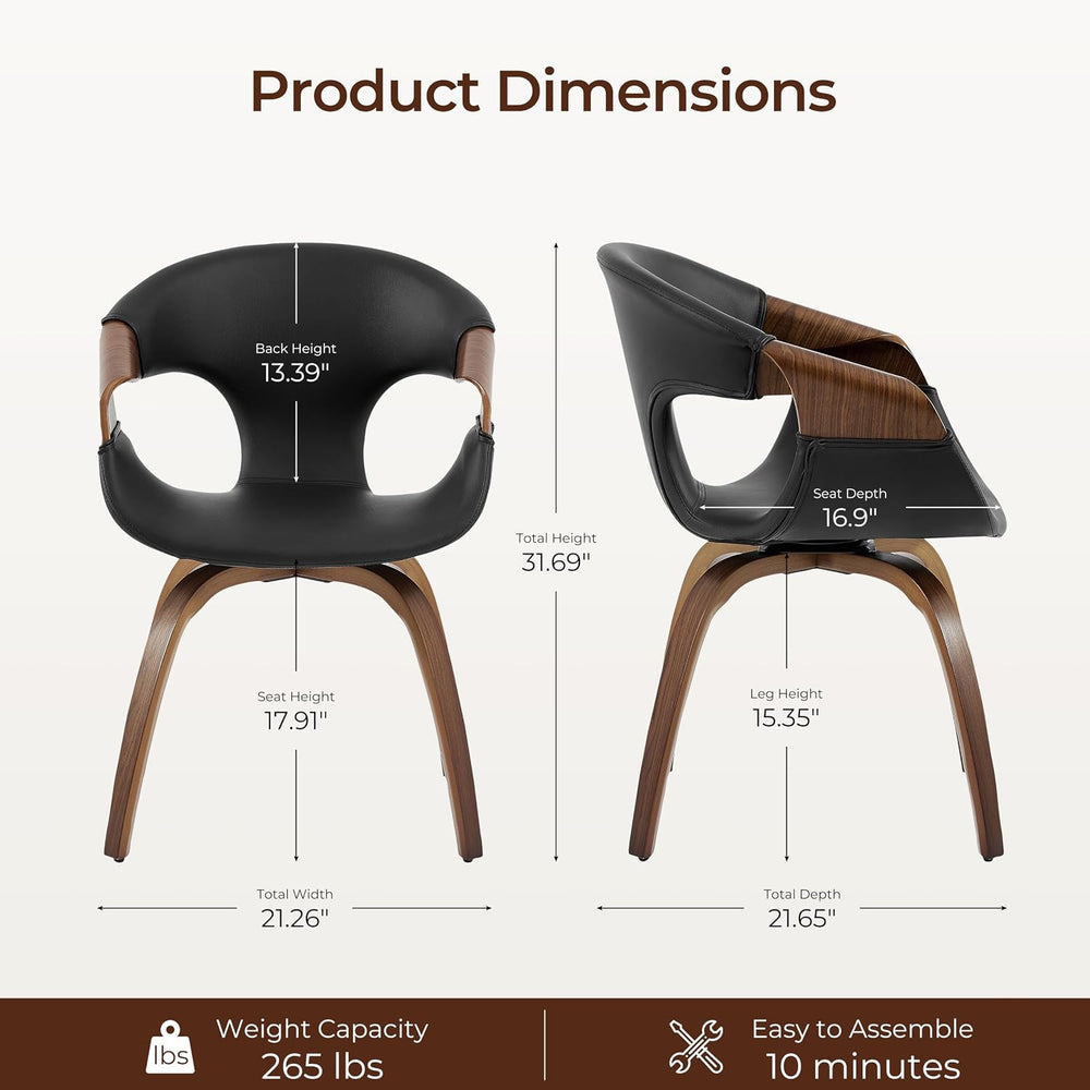 Zouron Swivel Dining Chair, Mid Century Modern Upholstered Desk Chair with Wo...