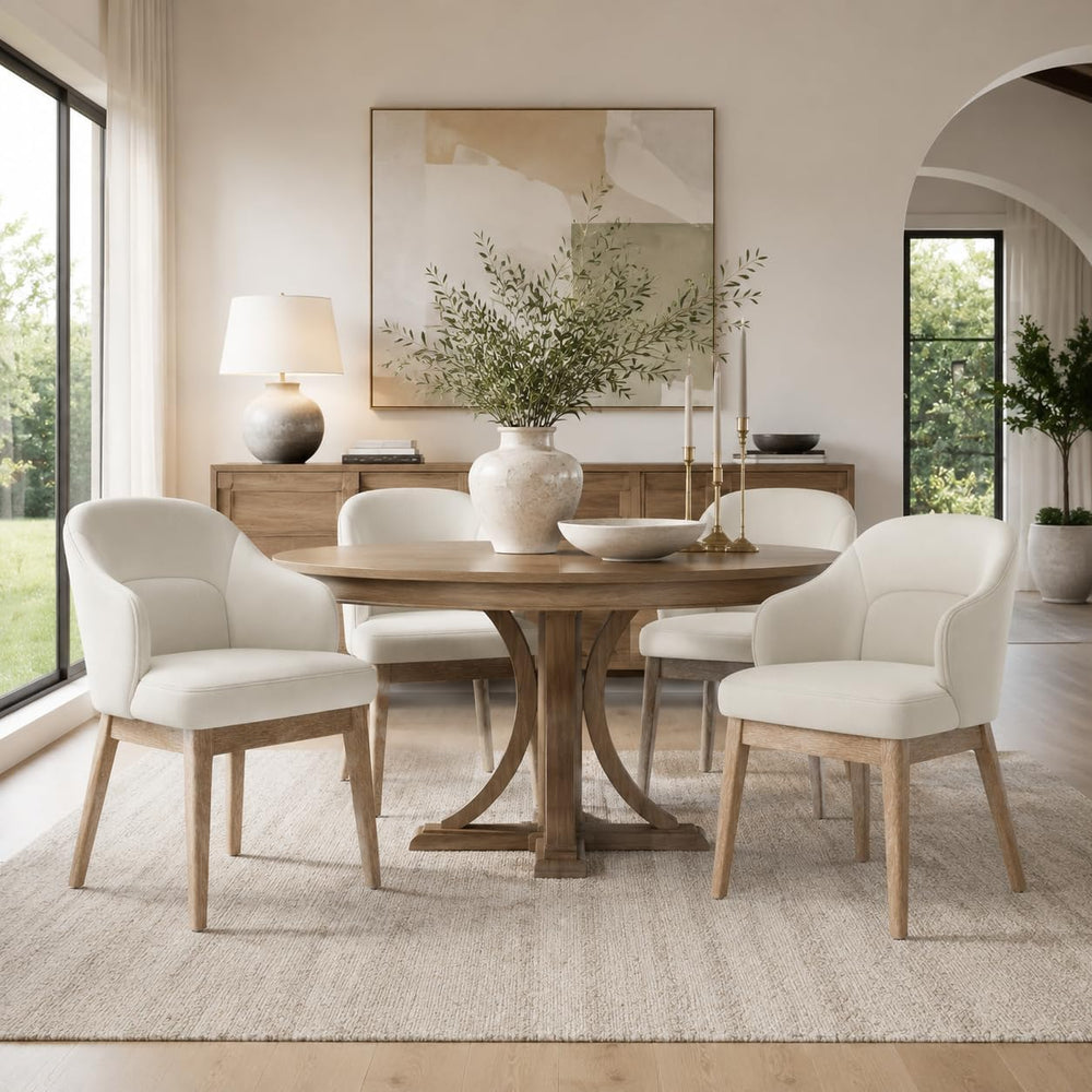 MALOL Dining Chairs Set of 4 with Lumbar Support,Fabric Upholstered Kitchen C...