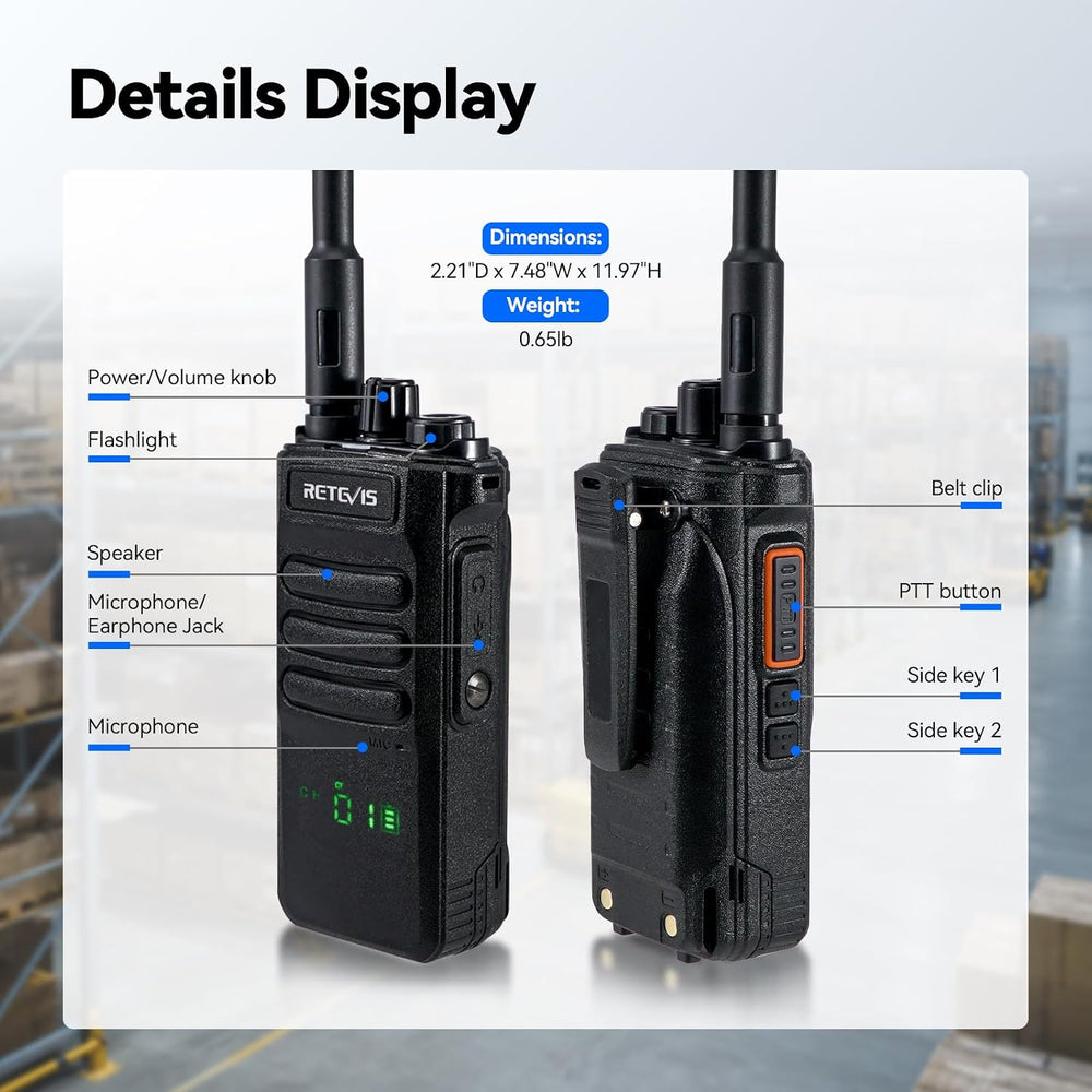 Retevis RT86 2 Way Radio Long Range with 6 Way Charger for Warehouse,6Pack