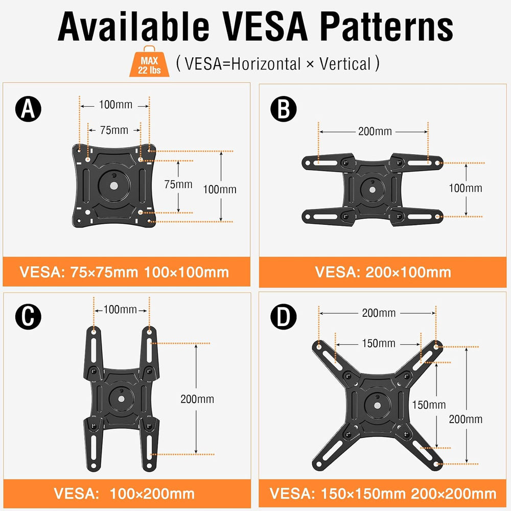 ELIVED Flip Down Ceiling TV Mount for Most 14-40 Inch TVs, 360° Swivel | Flod...