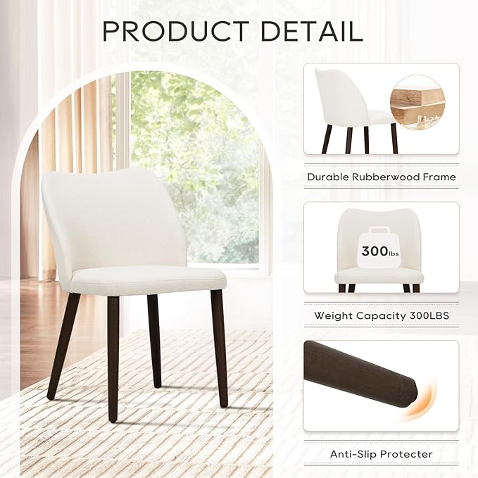 COLAMY Upholstered Dining Chairs Set of 2, Modern Fabric Dining Room Kitchen ...