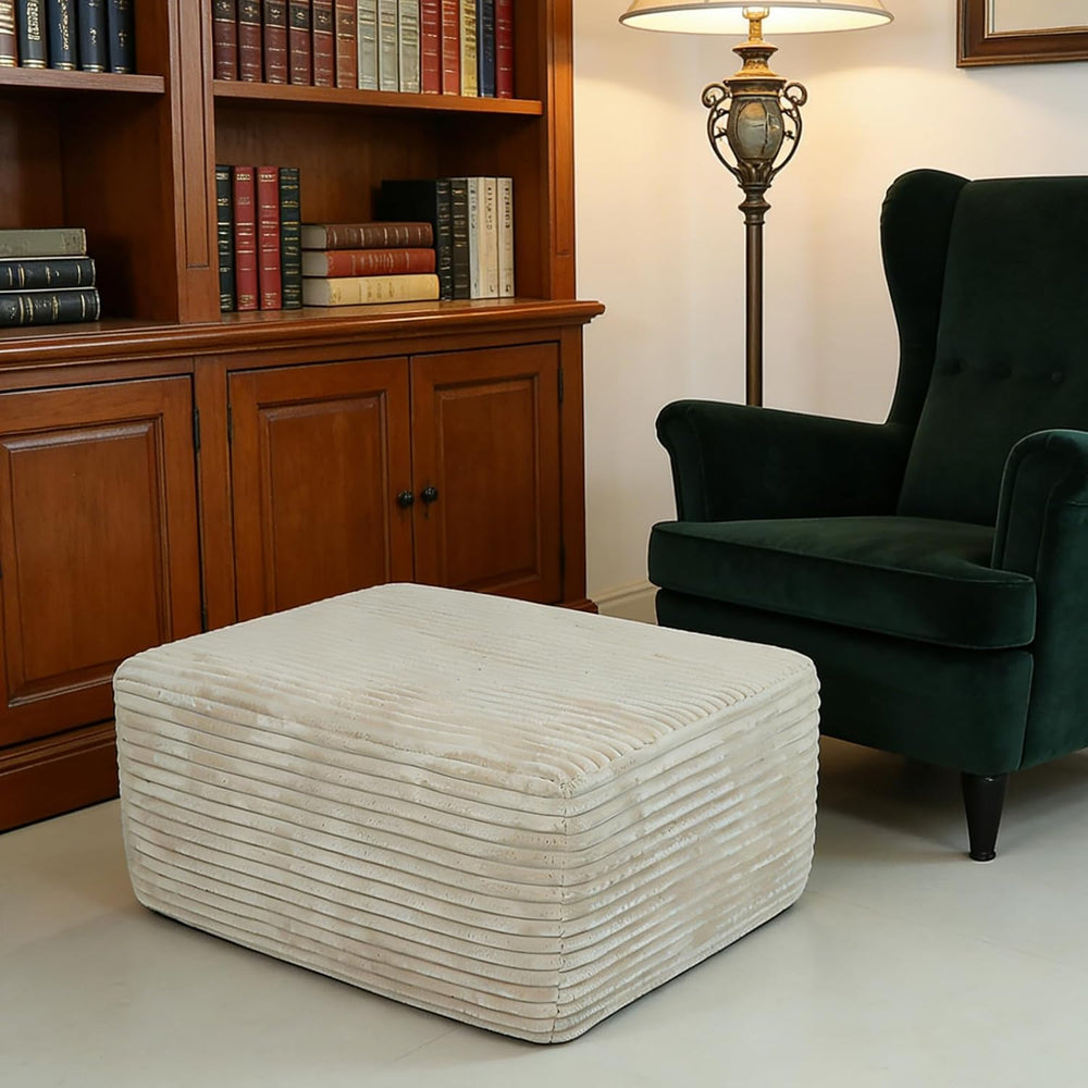 EVLIQUIL Large Ottoman Foot Rest 37" Beige, Sofa Couch Ottomon with Soft...