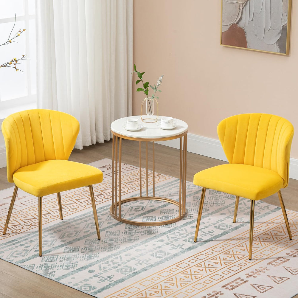 Velvet Dining Chairs Set of 2, Modern Upholstered Vanity Chairs with Golden M...