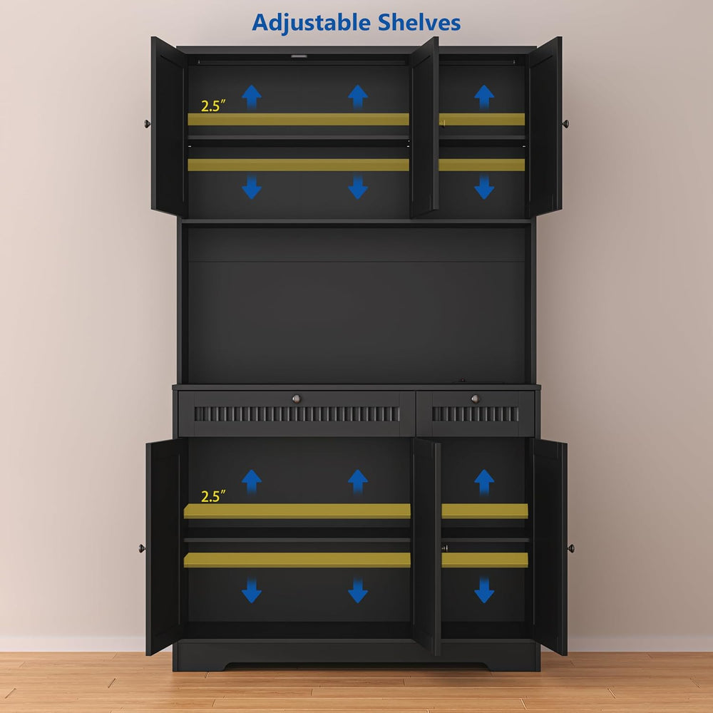 Pantry Storage Cabinet with Charging Station, Kitchen Storage with Adjustable...