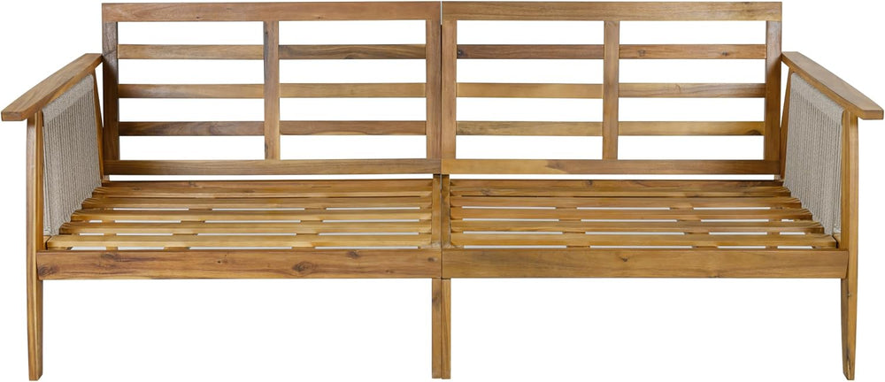 Christopher Knight Home Outdoor 3 Seater Patio Sofa with Acacia Wood Frame an...