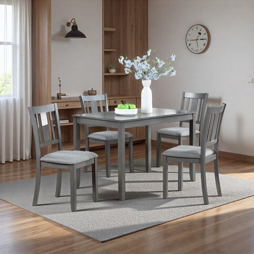 RuiSiSi 5 Piece Dining Table Set for 4, Farmhouse Kitchen Table with 4 Padded...