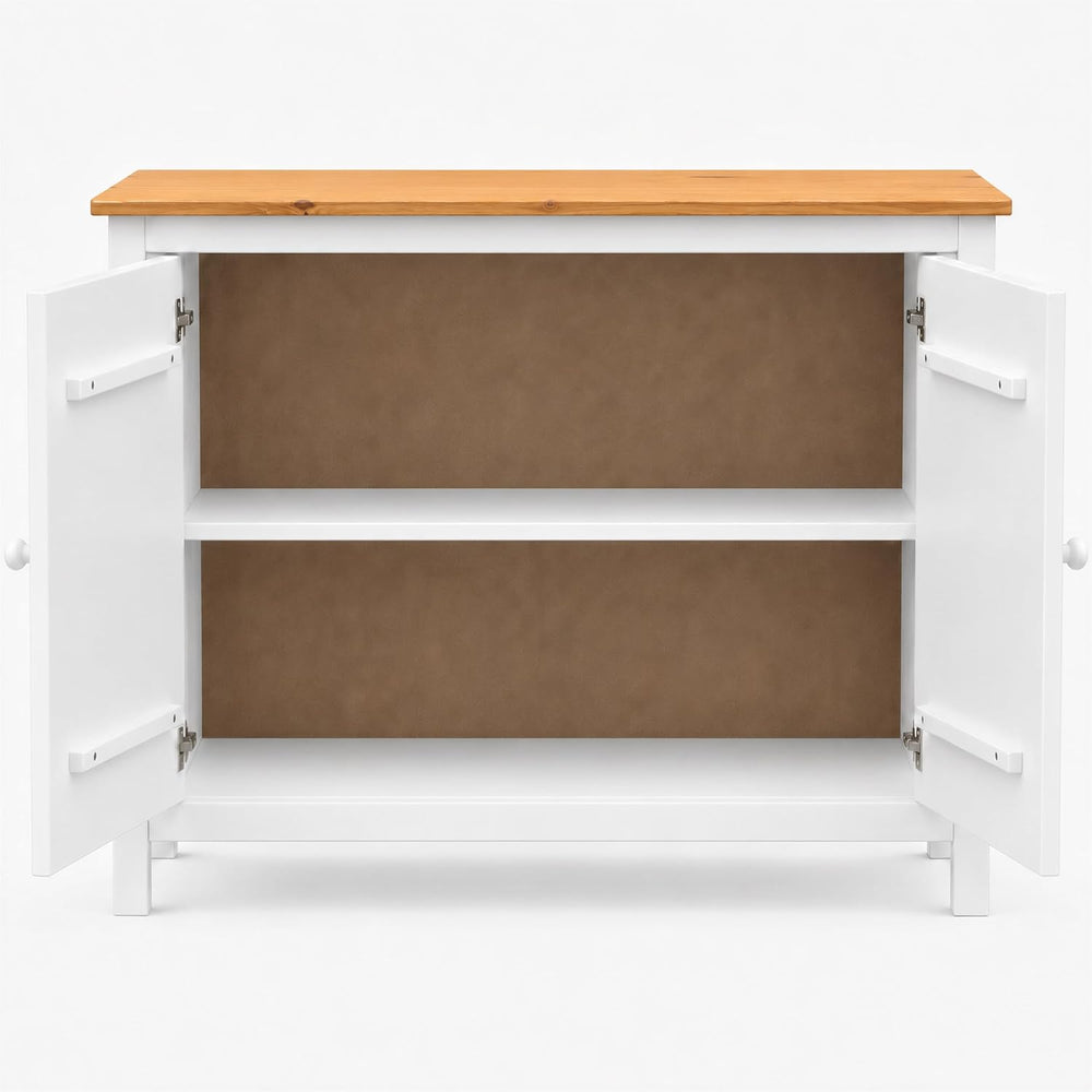 From the Tree Furniture 44" Wide White & Pine Top Solid Pine Shaker ...