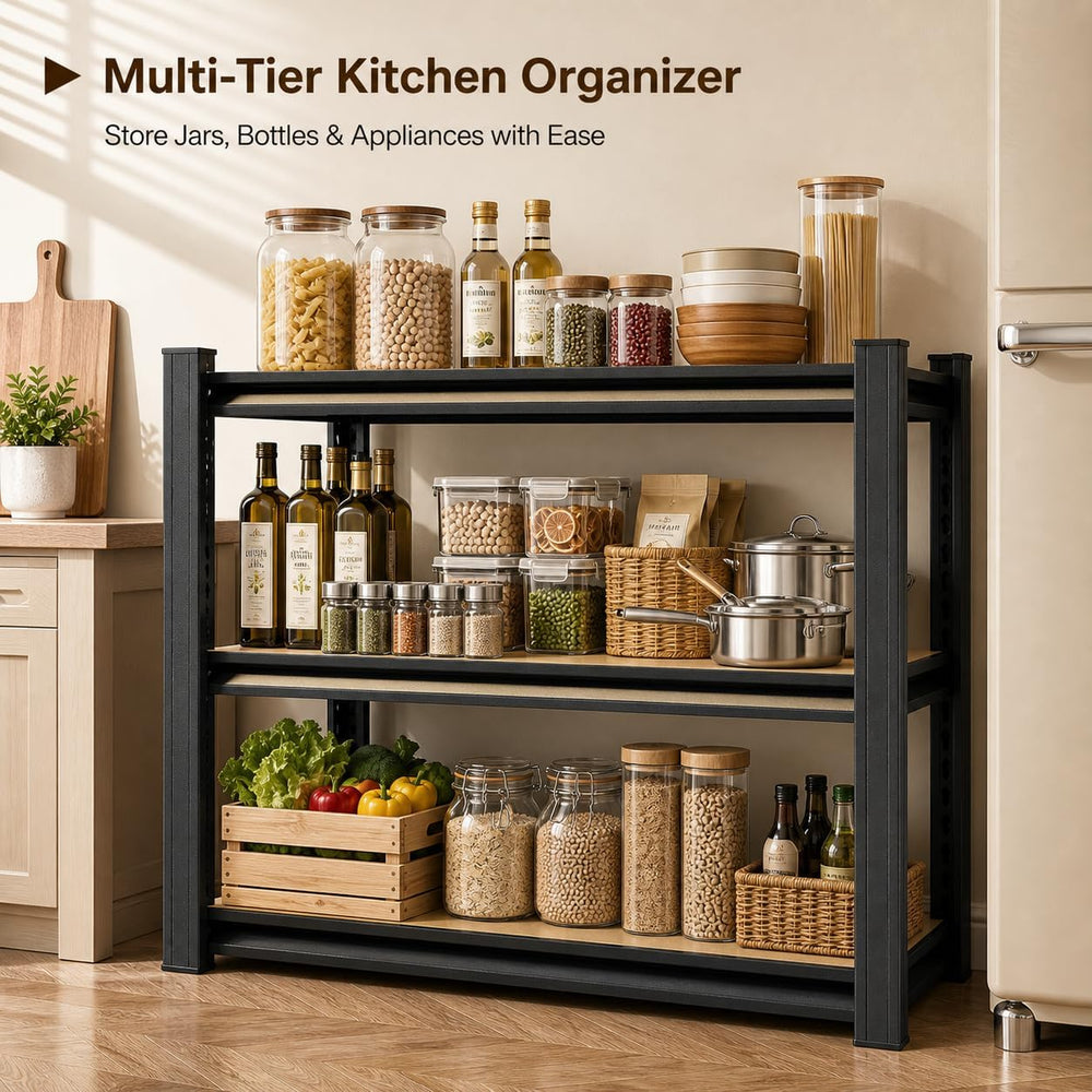 Heavy Duty Garage Shelving 3 Tier, 31.5" H × 34" W × 18" D