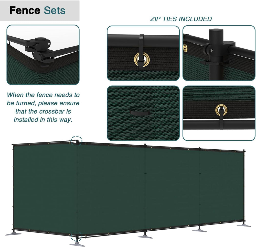 ECOOPTS 5'Hx24'L Privacy Fence Set with Poles and Rails Ground Spikes...