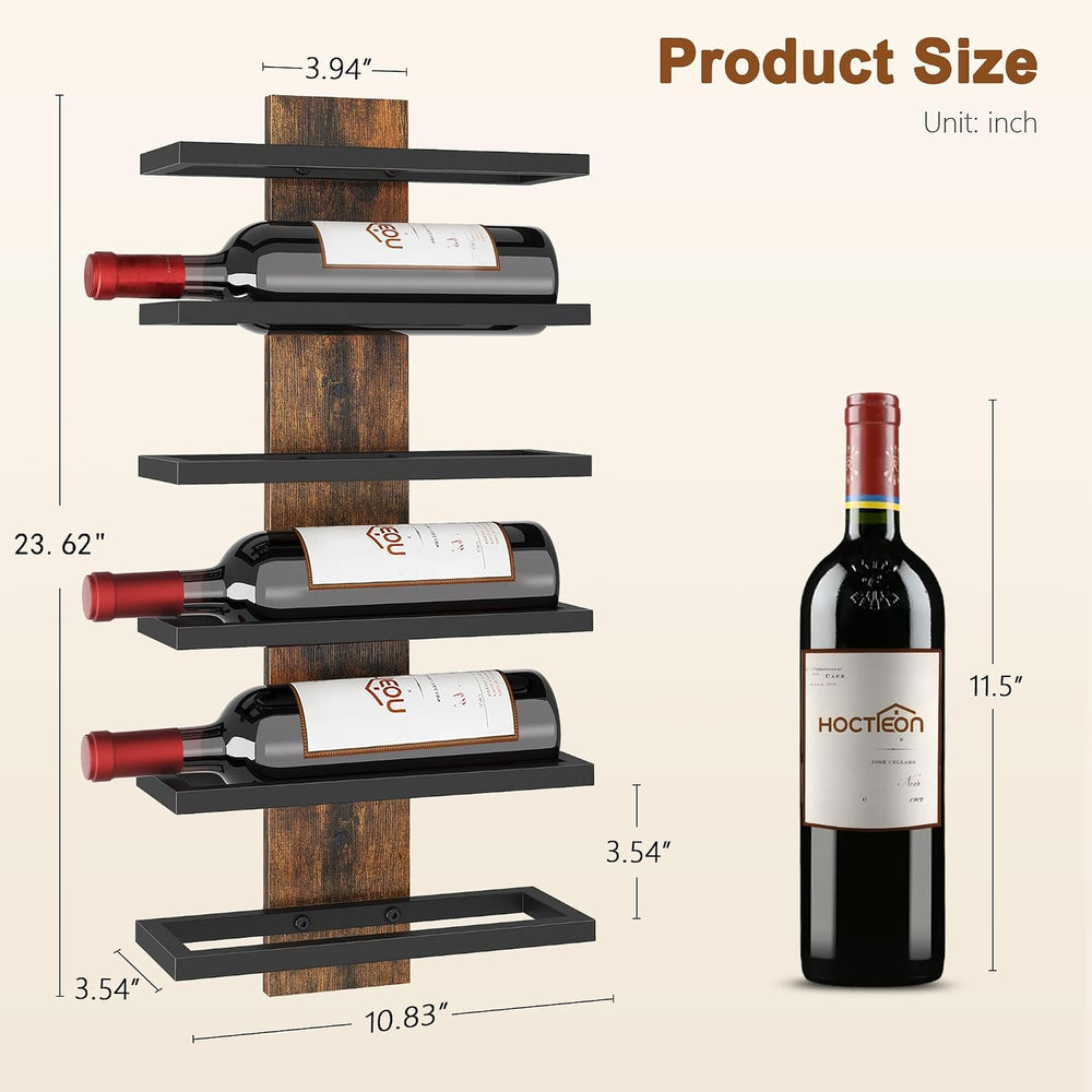 Hoctieon 2-Set 6 Tier Wall Mount Wine Rack, Wall Mounted Wine Bottle Racks fo...