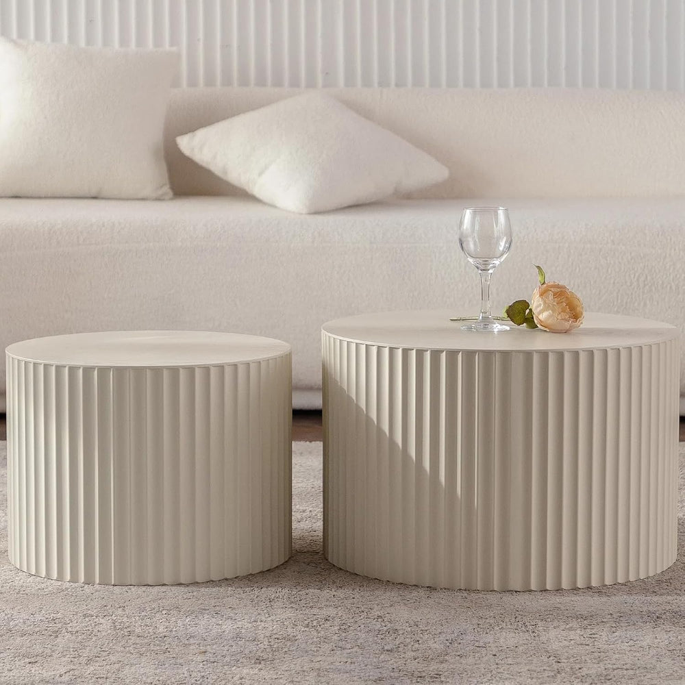 KEVINSPACE Nesting Coffee Table Set of 2 Circle CoffeeTable Modern NestingTab...