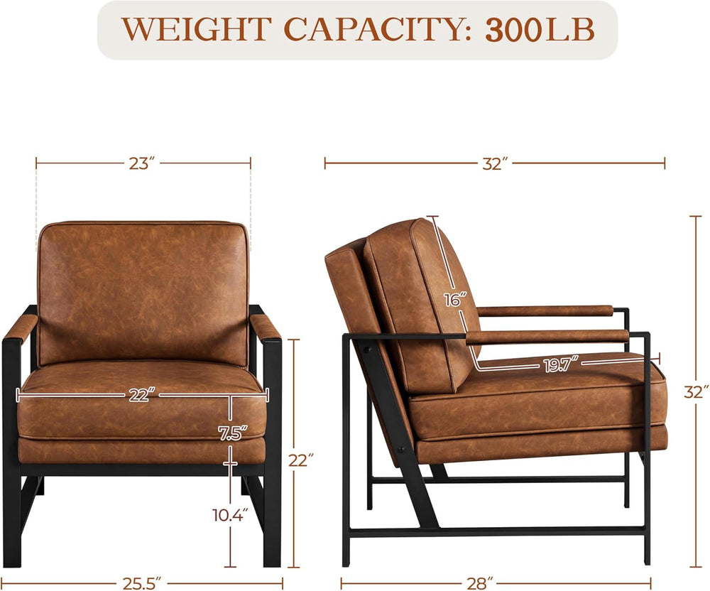 Yaheetech Mid-Century Modern Accent Chairs Set of 2, Light Brown | Oversized ...