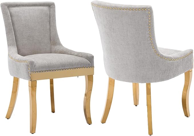 Dining Chairs Set of 2, Kitchen & Dining Room Chairs, Chenille Fabric Uph...