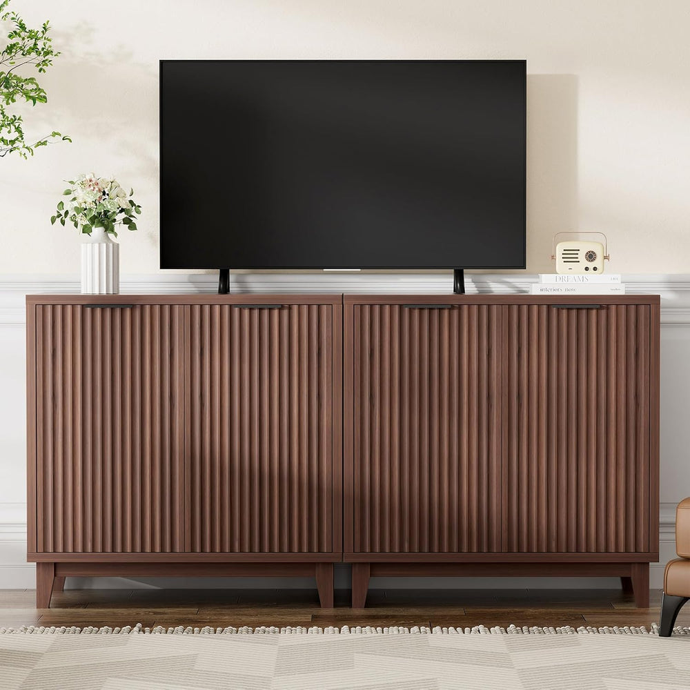 Fluted Cabinet with Storage, Mid Century Modern 2 Doors Sideboard Buffet