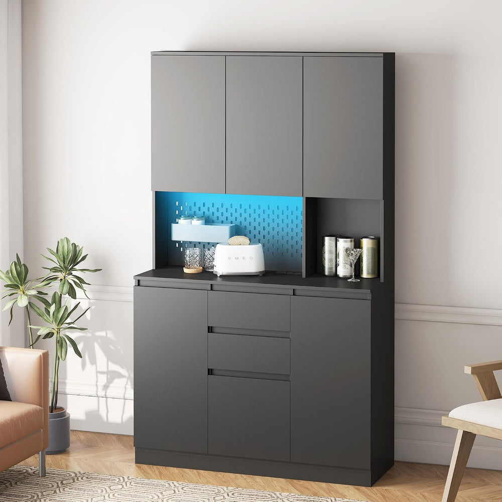 roomfitters 74" Kitchen Pantry Cabinet with Charging Station & USB P...
