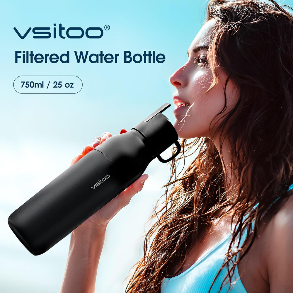 VSITOO S2 25oz Insulated Stainless Steel Filtered Water Bottle with Straw