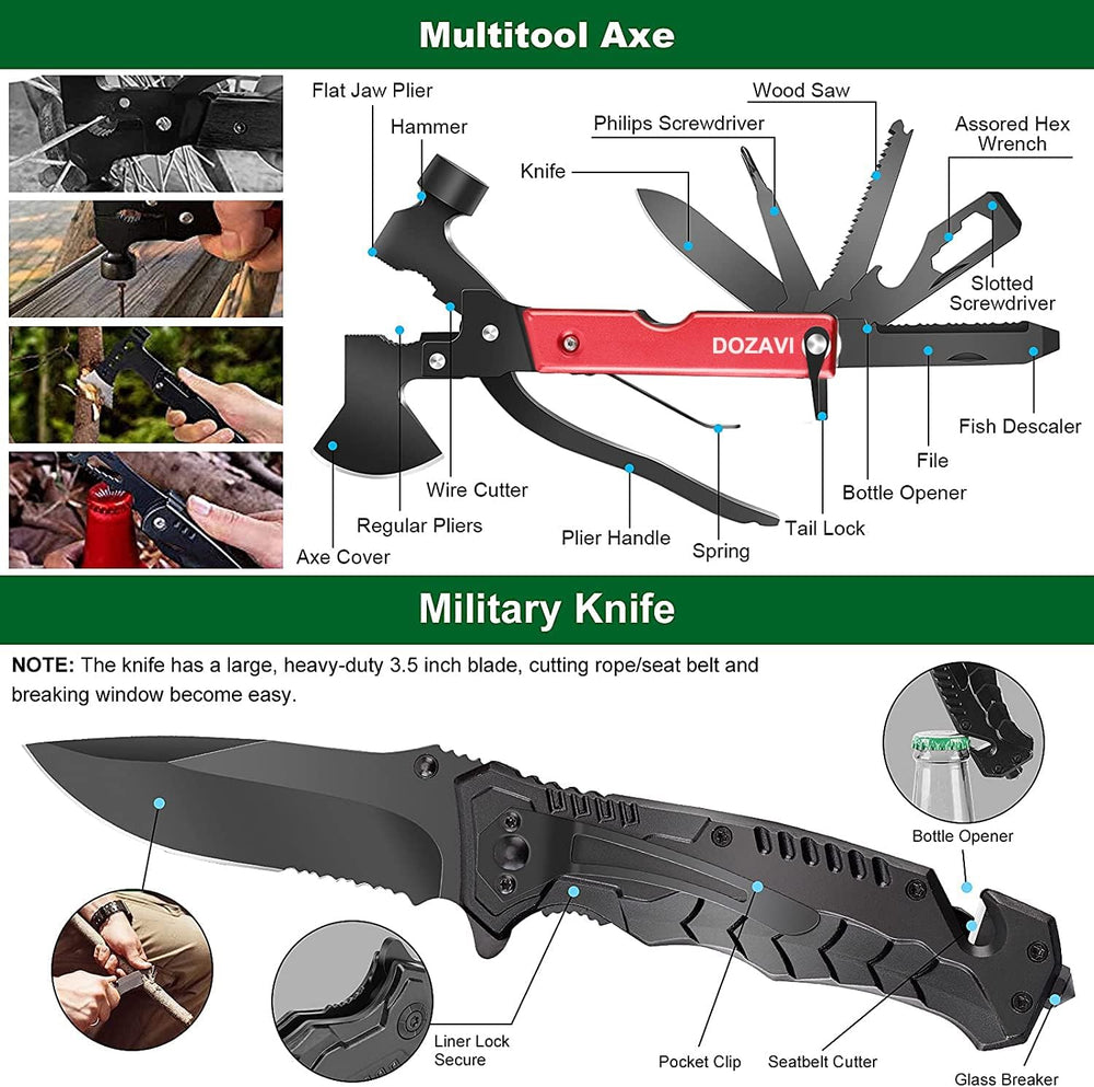 Survival Gear and Equipment with Molle Pouch, for Men Women Camping Outdoor A...