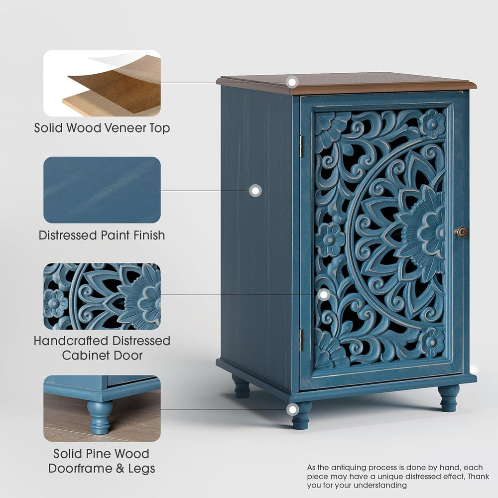 JOINICE 27" Small Accent Storage Cabinet with Door for Living Room,Blue