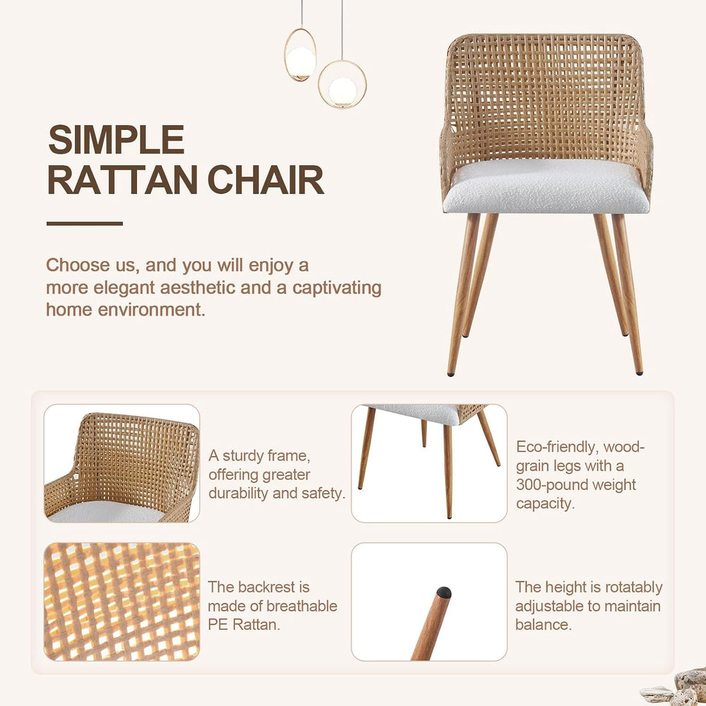 Rattan Dining Chairs Set of 2,Modern Dining Room Chairs with Upholstered Cush...
