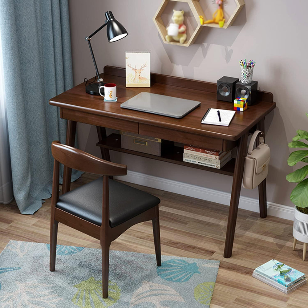 Ytaoka Solid Wood Writing Desk, 47" Mid-Century Modern Walnut Desk, Home...