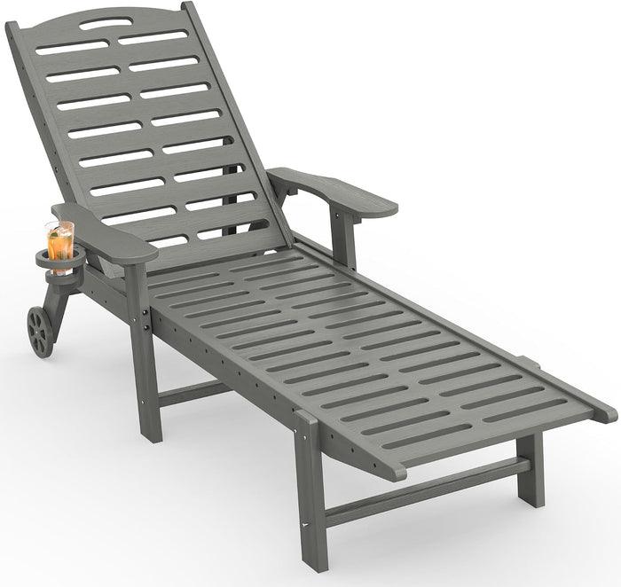 Ciokea Outdoor Chaise Lounge Chair, 5-Position Adjustable, Grey