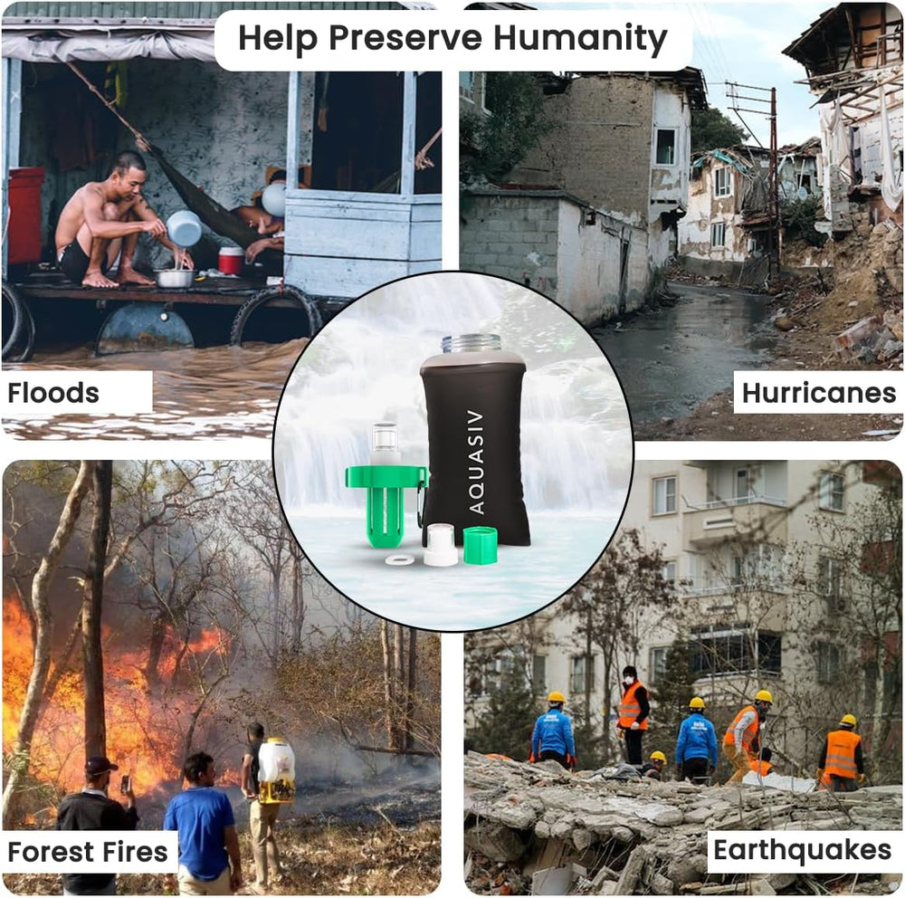 Gravity Water Filter Kit - HFM Carbon & Pre Filter, Portable Squeeze Pouc...