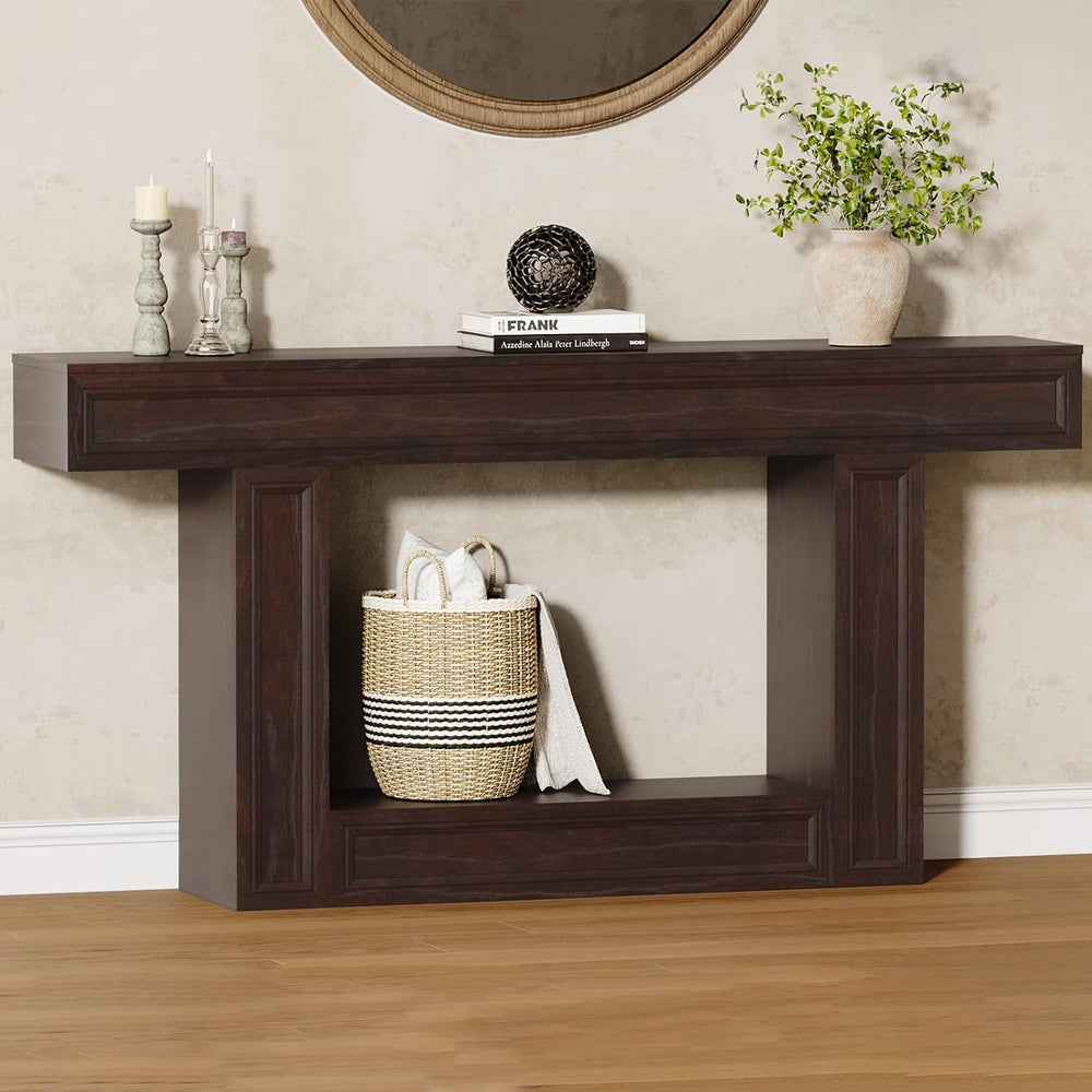 Rresyet 63" 2-Tier Entryway Console Table Behind Sofa with Sensor Lights...