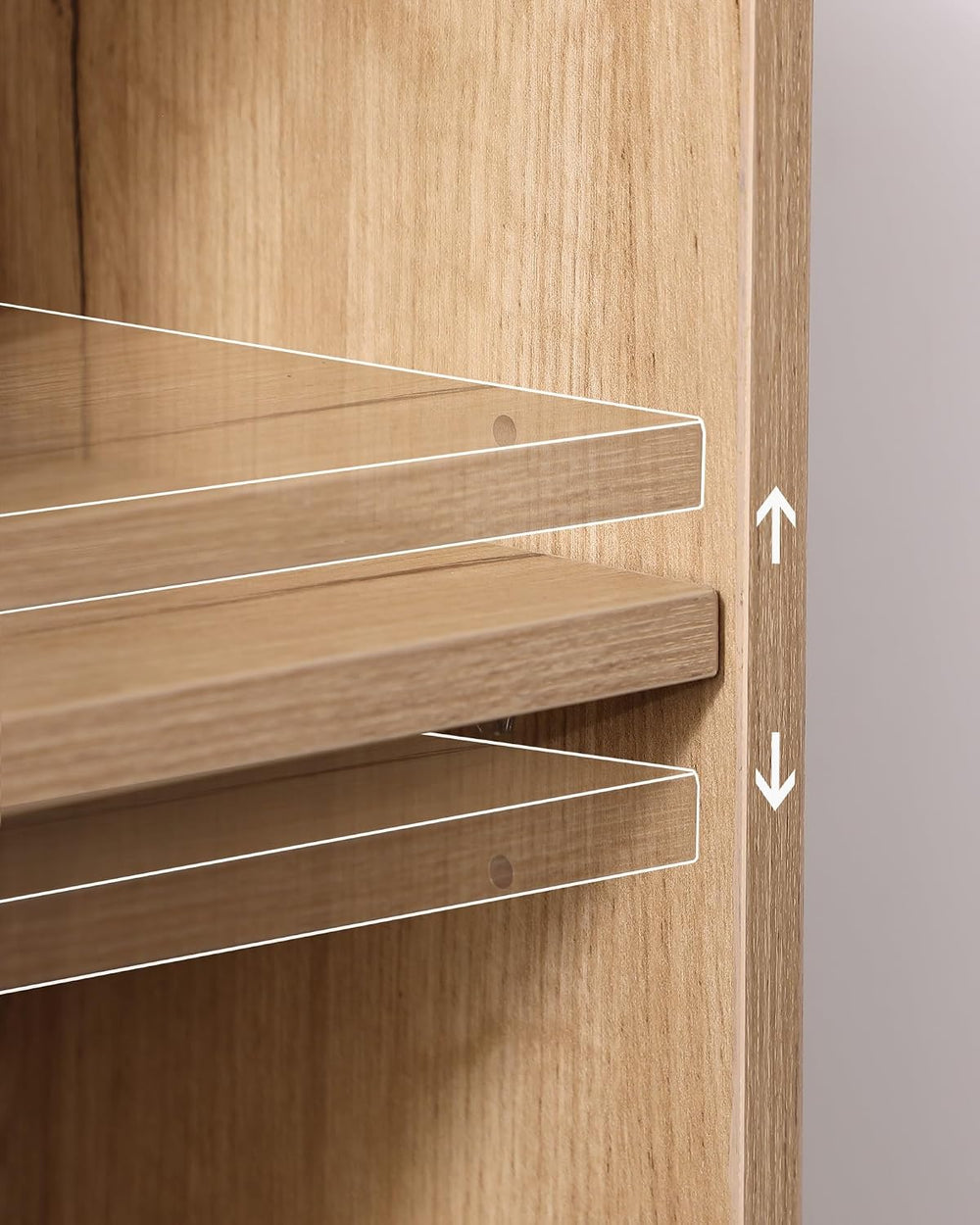 Mid-Century Modern Storage Cabinet, with Open Shelves & Adjustable Shelve...