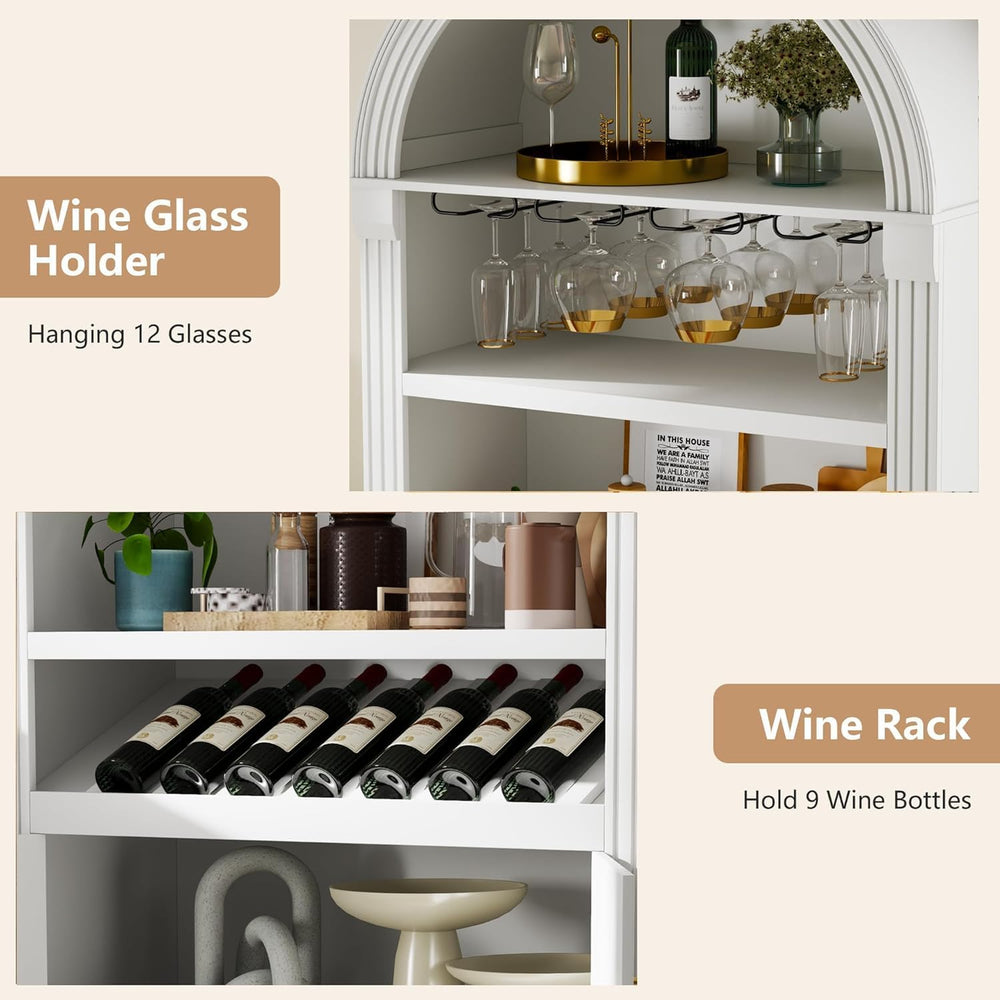 Vlsrka Arched Cabinet, Kitchen Pantry Cabinets with Open & Adjustable She...