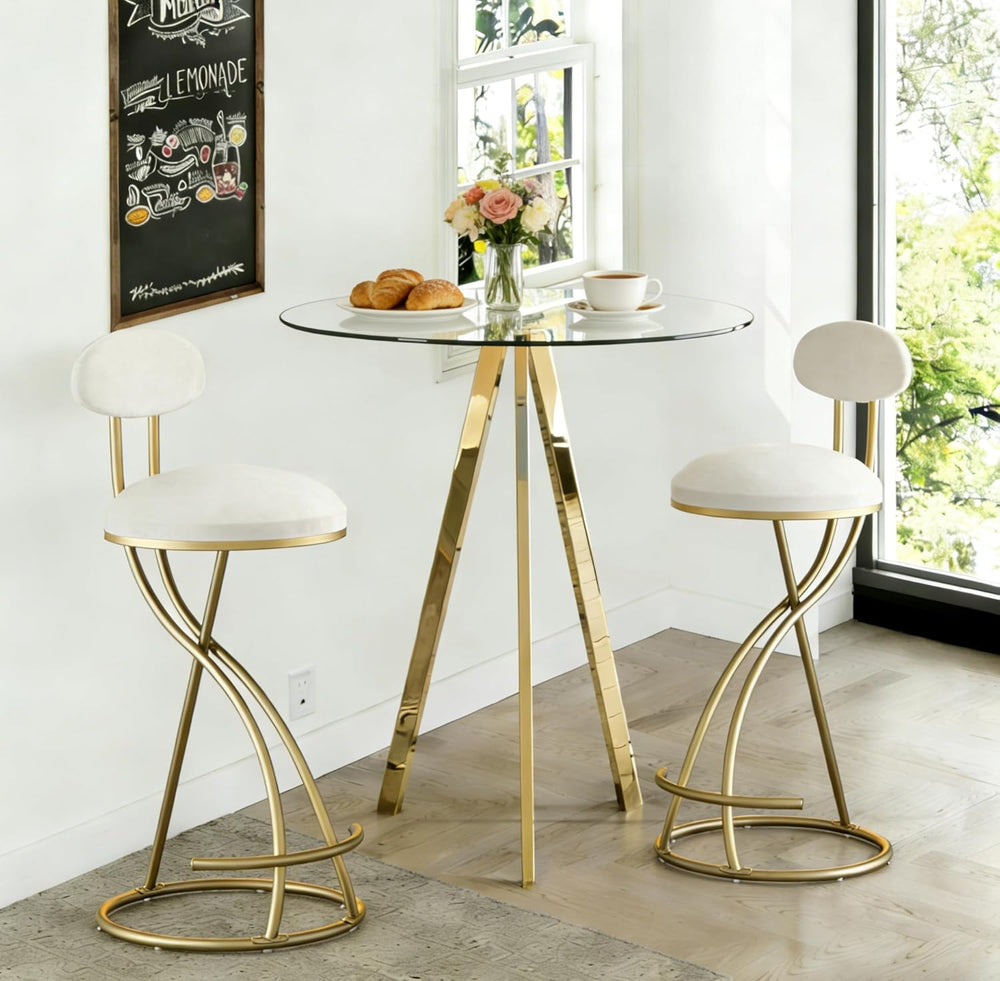 3 Piece Pub Dining Set, Modern Round Bar Table and Chairs for 2, 28" Cou...