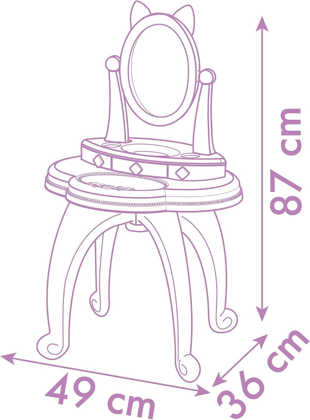 Smoby - Gabby et la Maison Magique - 2-in-1 Dressing Table - Stool + 12 Dummy...