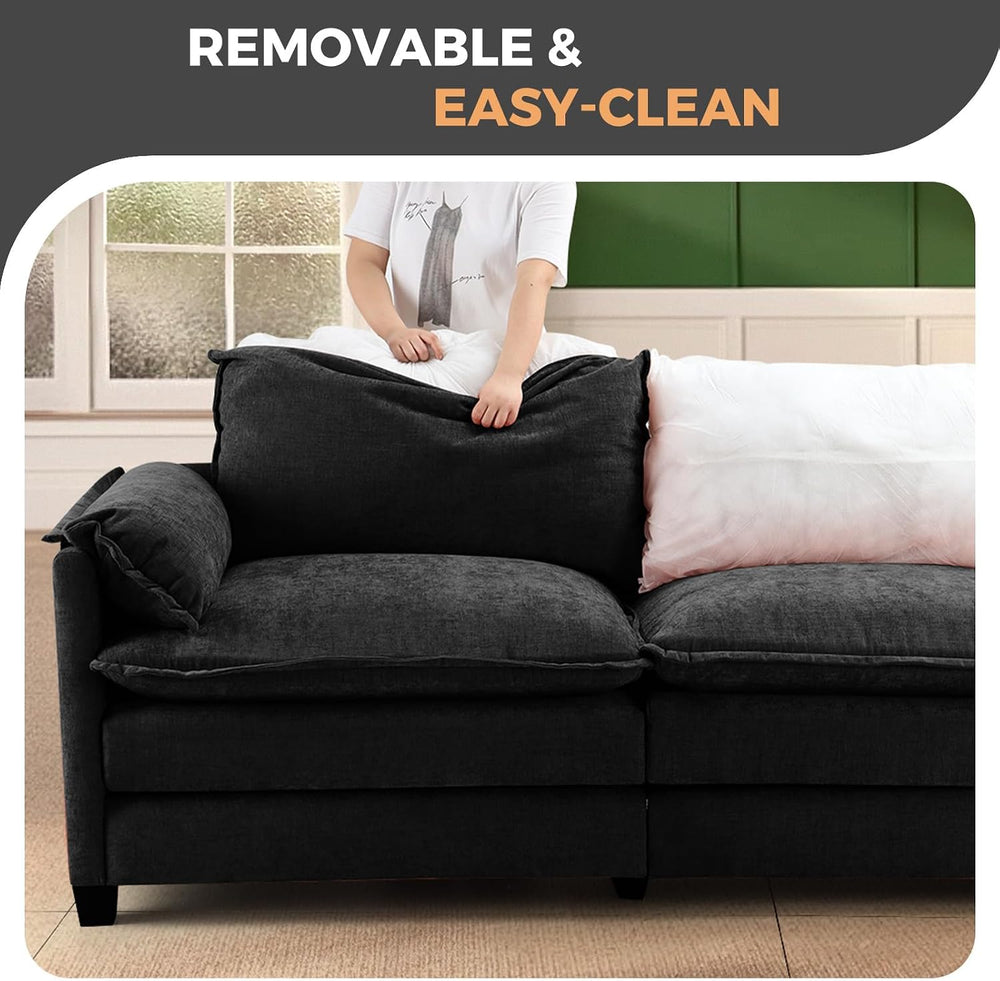ELUCHANG 153" Oversized Modular Sectional Sofa, Comfy Chenille Cloud Cou...