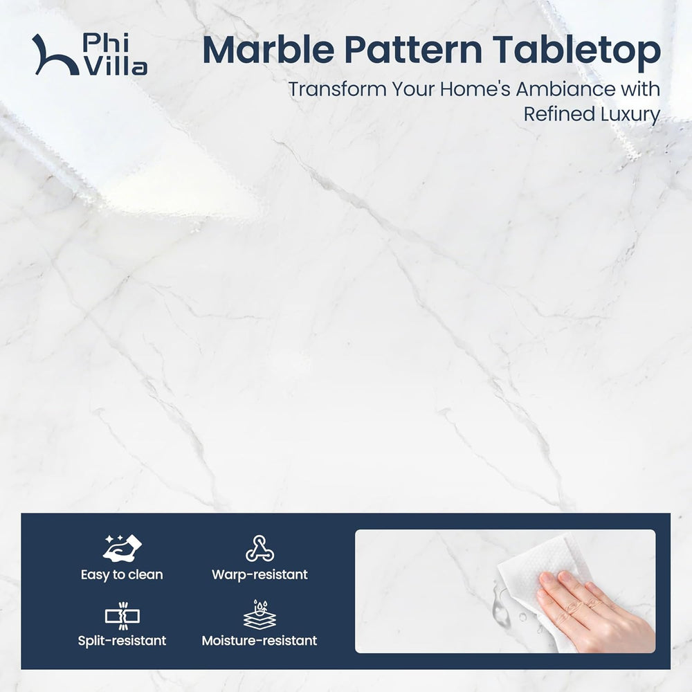 PHI VILLA Dining Table Set for 4, Marble Design Kitchen Table and Chairs | Ma...