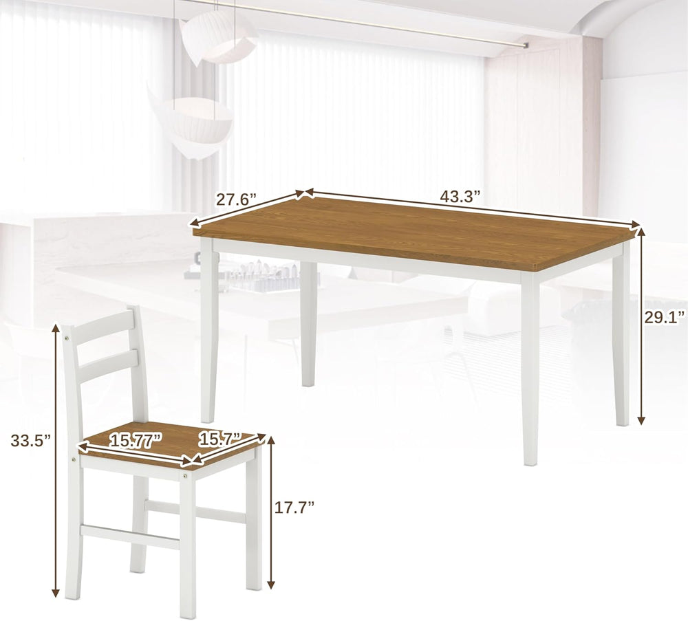 5 Piece Dining Table Set, Solid Wood Dining Table Set for 4, Farmhouse Table ...