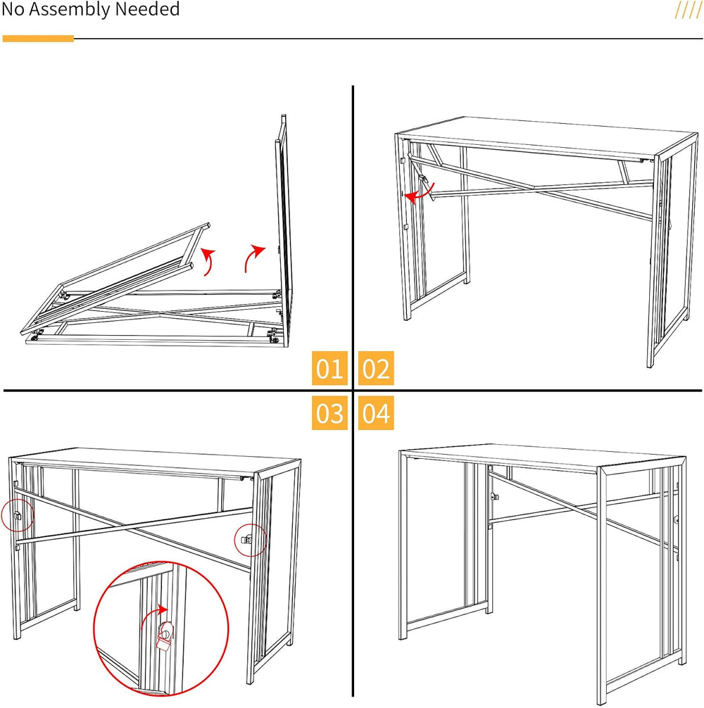Lutown-Teen Folding Desk 40 inch No Assembly Required, Beige