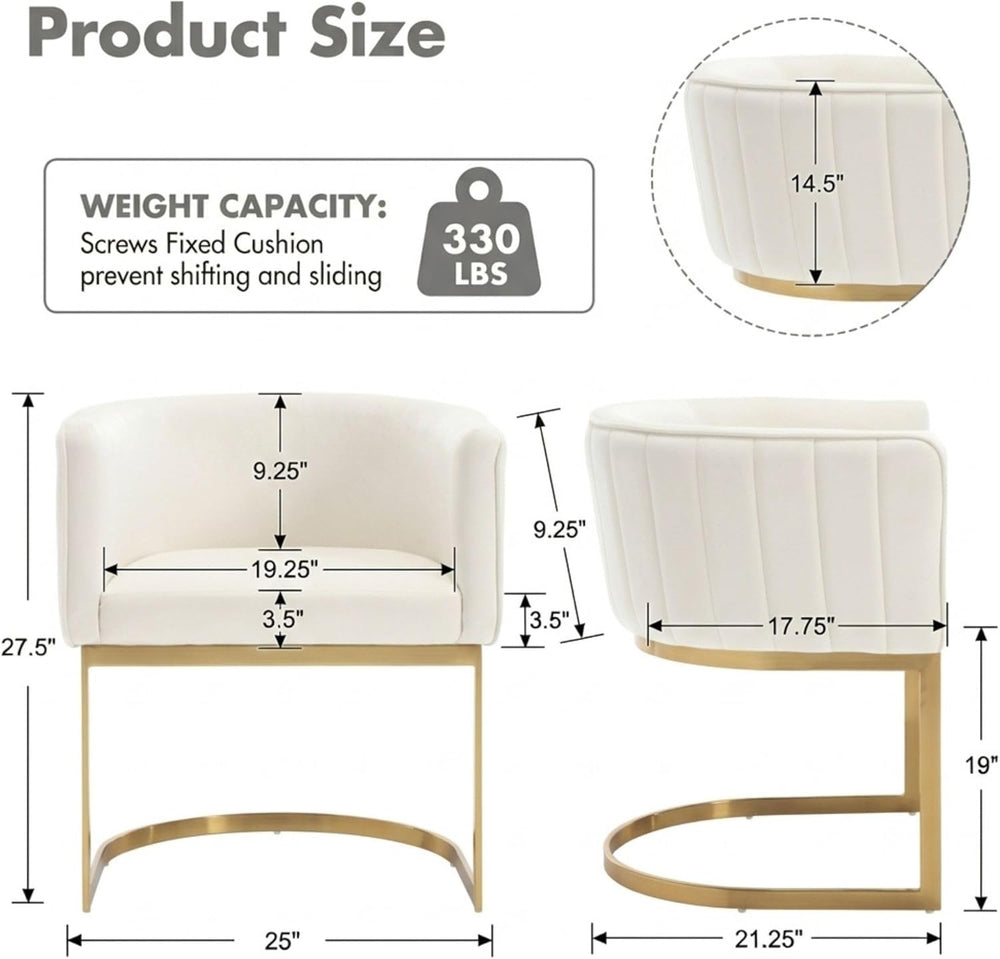 Hyfirm Beige and Gold Barrel Dining Room Chairs Set of 4, Modern Velvet Uphol...