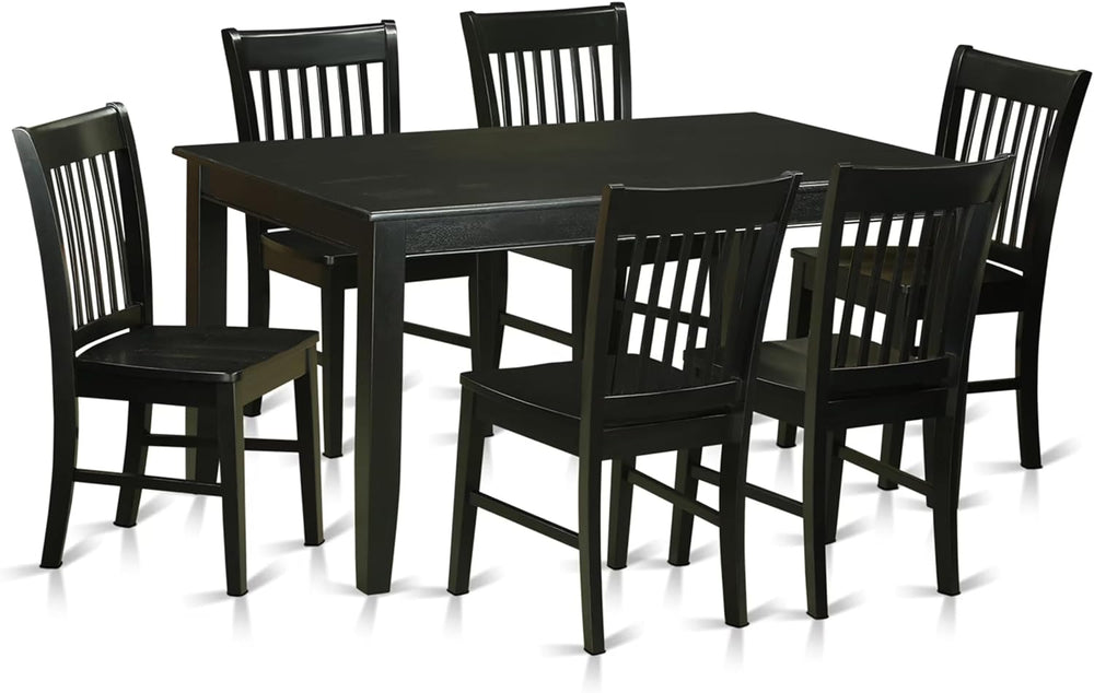 East West Furniture DUNO7-BLK-W 7 Piece Kitchen Table Set Consist of a Rectan...