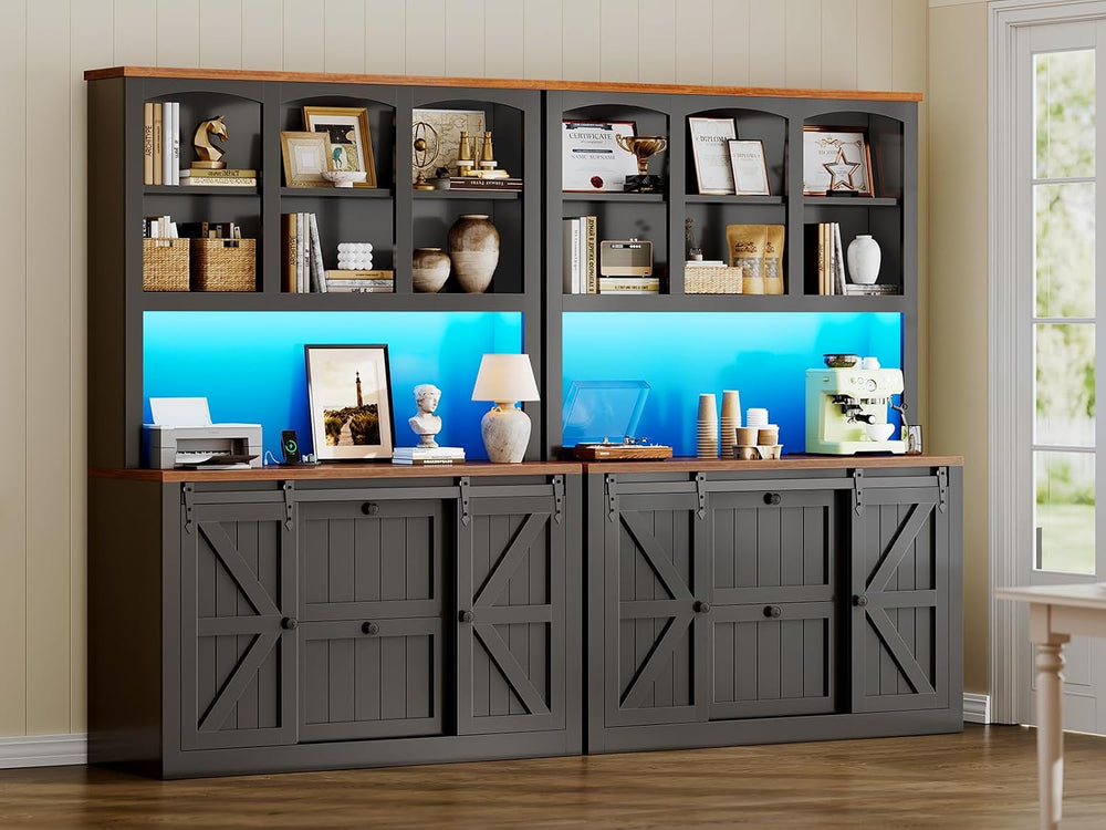 SEDETA 2 Drawer File Cabinet with Power Strip, 41” Farmhouse Filing Cabinet f...